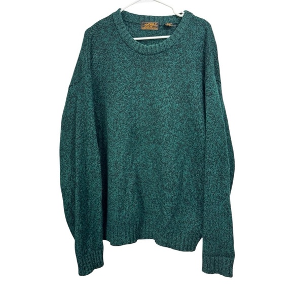 Vintage Eddie Bauer Size XLT Sweater Green Fleck Wool Crewneck Pullover 90s - Picture 1 of 6